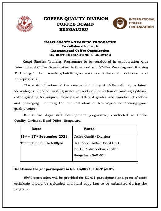 Coffee roasting workshop in Bengaluru