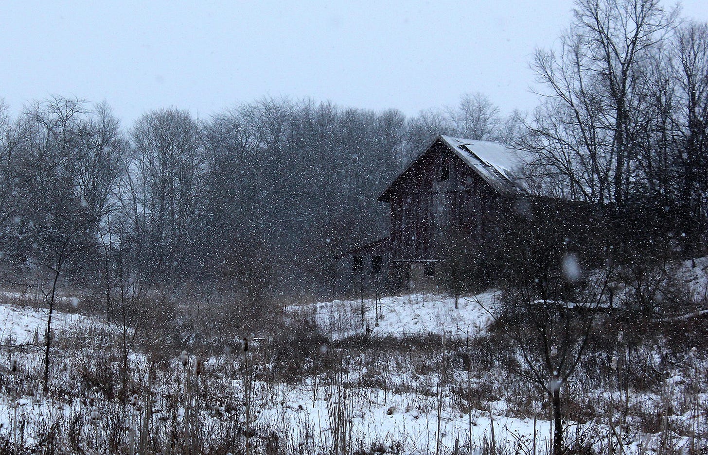 A barn near Greensboro majestically captures what we love the most about Midwestern winters.