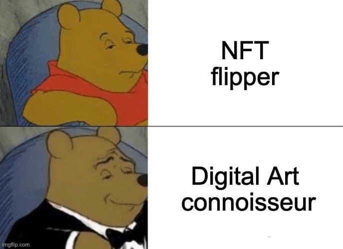 nft flipper digital art connoisseur winnie the pooh meme