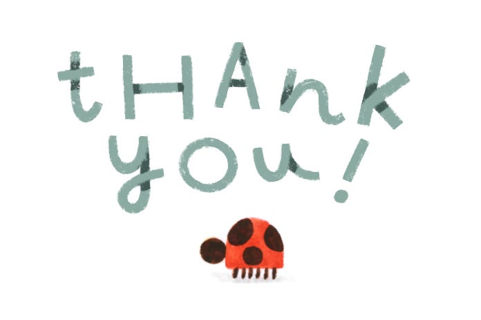 Text reads "Thank You!" with a ladybug image below