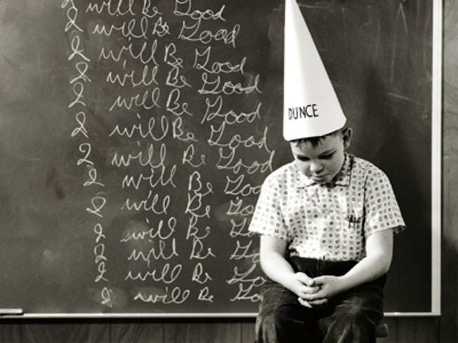 The Dunce's Cap- green, yellow, red – singling out the children | That  Woman's Weblog
