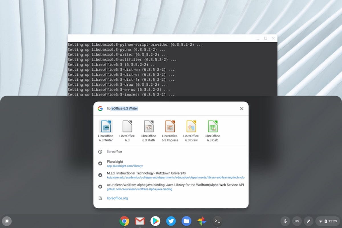 LibreOffice in Linux on my Chromebook