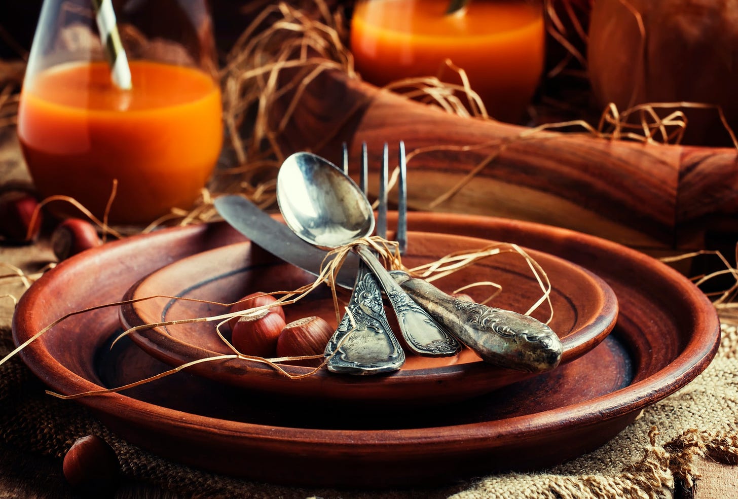 Rustic table setting for Thanksgiving Day