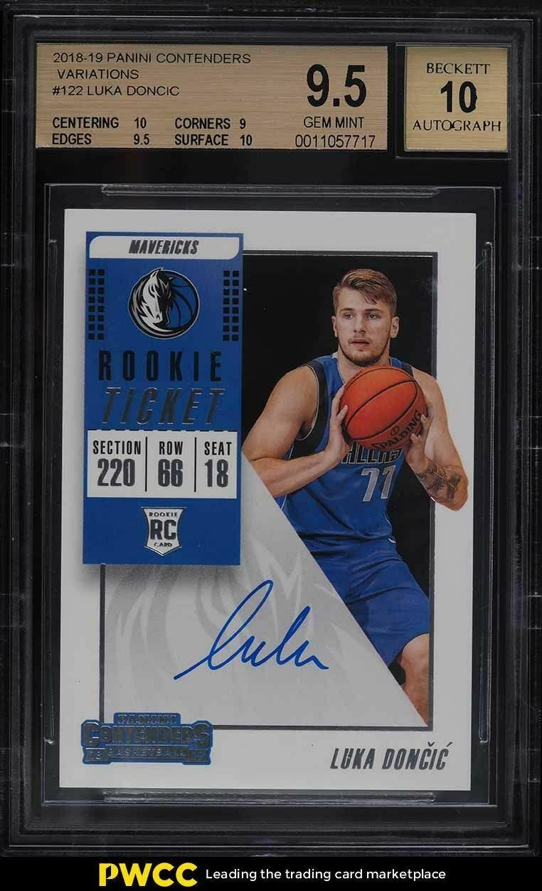 Image 1 - 2018-Panini-Contenders-Variations-Luka-Doncic-ROOKIE-RC-AUTO-122-BGS-9-5-GEM-MT