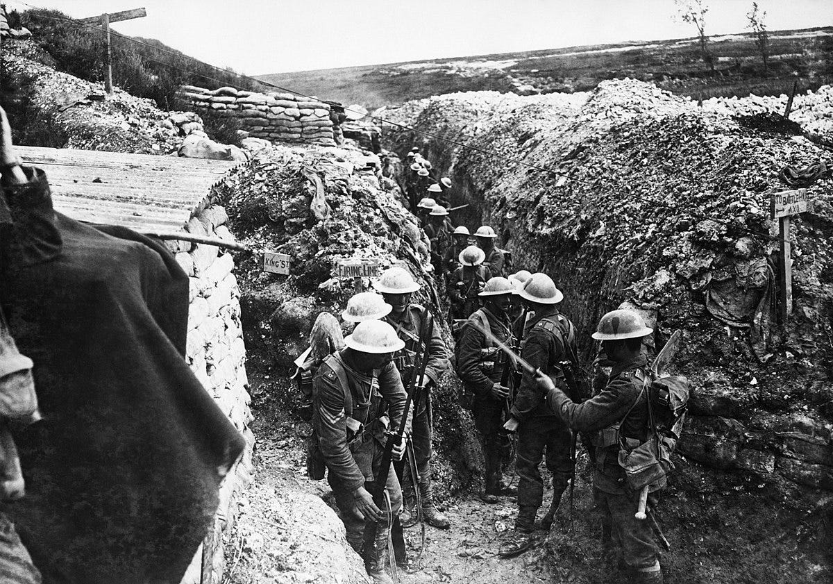 WWI soldiers in trench