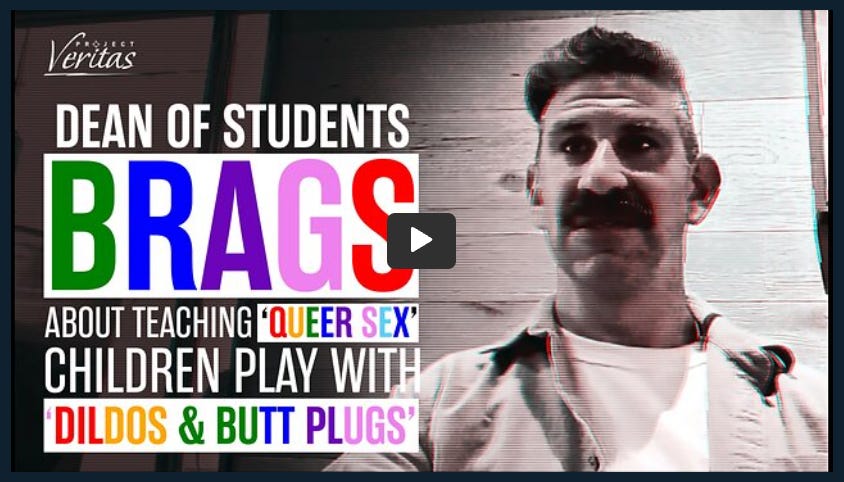 A very effeminate dean of students on a hidden camera talks about all the super gay stuff they teach at his school.