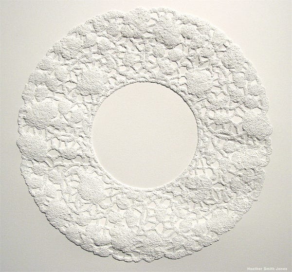   Formation four, growing circle, &nbsp;pinholes on paper, 8 in. x 8 in., 2006 