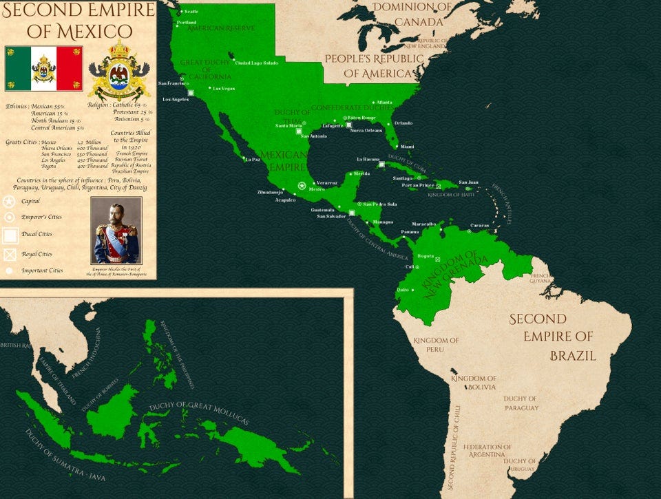r/imaginarymaps - Second Mexican Empire