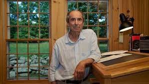 Philip Roth - In the garden of his house in Connecticut, Philip Roth has a  studio in which he writes. Pinned to the wall next to his desk he has put up