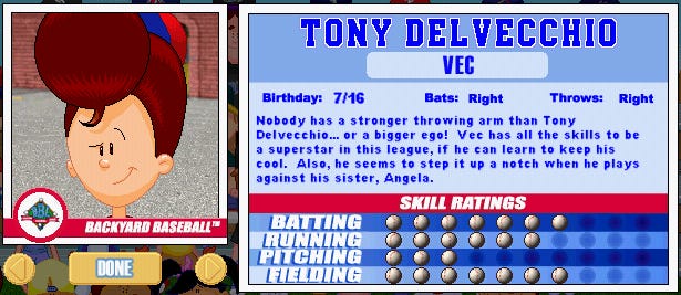 Image result for Tony Delvecchio backyard baseball 2001