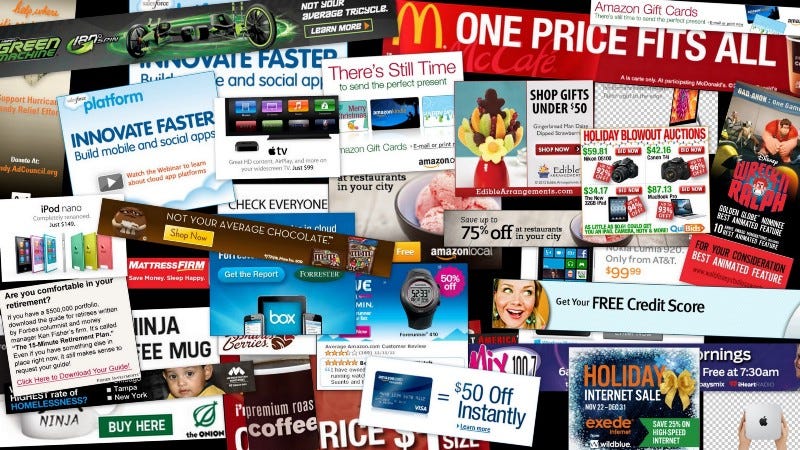 A collage of spammy internet ads