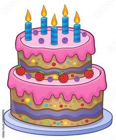 Stock Image: Birthday cake with 5 candles