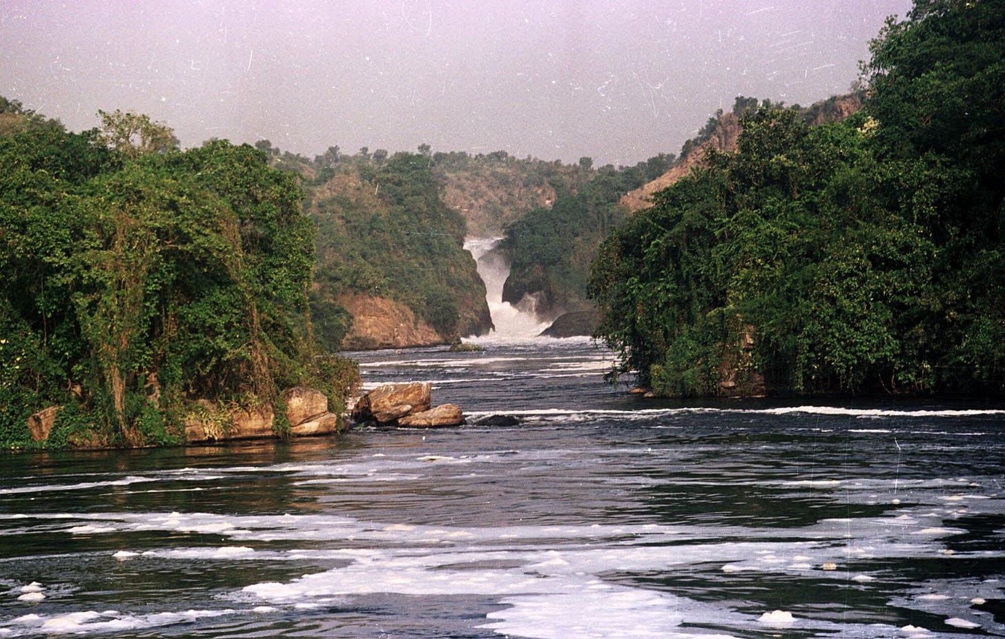 The Victoria Nile, which rises in Lake Victoria, plunges down a ravine on its long journey to the Mediterranean, in Uganda on December 12, 2000. When British explorer Samuel Baker came upon this explosion of water, he named it Murchison Falls in honour of the president of Britain’s Royal Geographical Society. Photo: AP