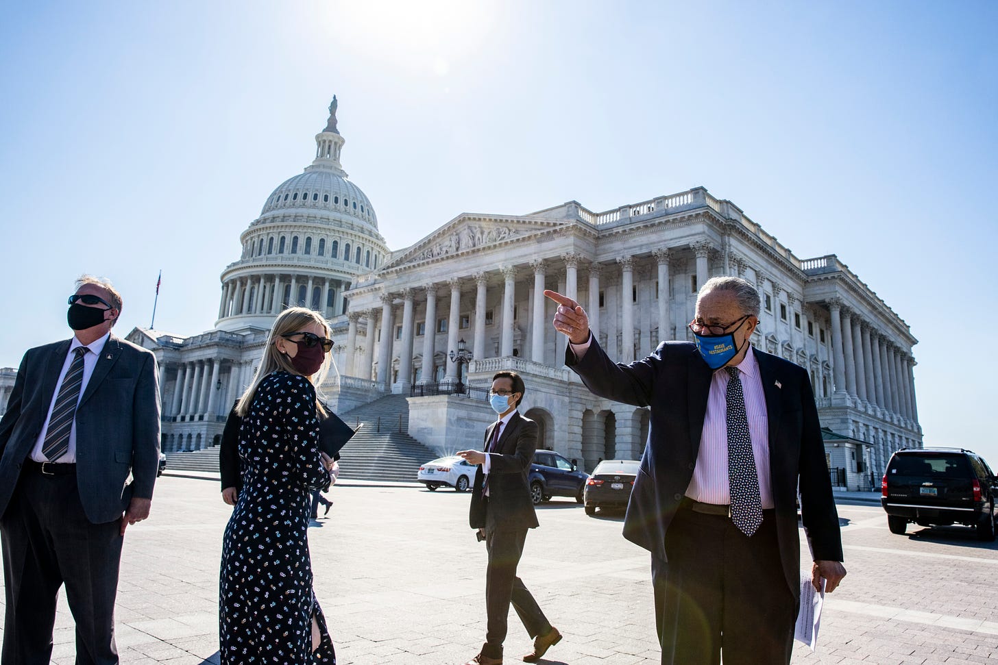 U.S. Senate Majority Leader Sen. Chuck Schumer (D-NY) walks to start a press conference at the US Capitol on March 10, 2021 in Washington, DC.