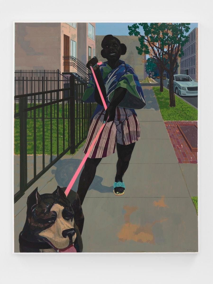 Kerry James Marshall, Untitled (Dog Walker), 2018. © Kerry James Marshall. Courtesy of the artist and David Zwirner. Kerry James Marshall, Untitled (Dog Walker), 2018. © Kerry James Marshall. Courtesy of the artist and David Zwirner.