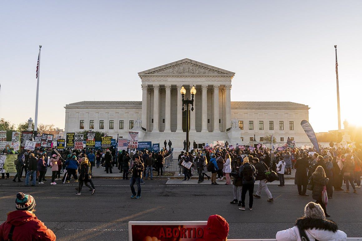 Abortion rights advocates and anti-abortion protesters demonstrate in front of the U.S. Supreme Court.