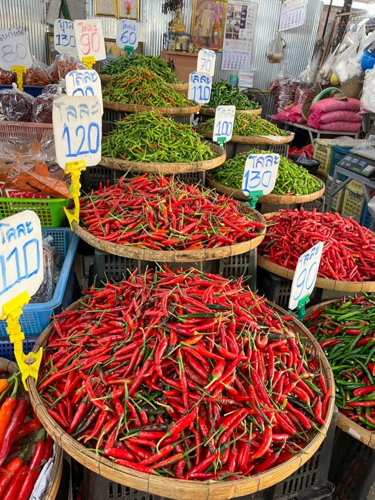 Chilis at the local market in Chiang Mai