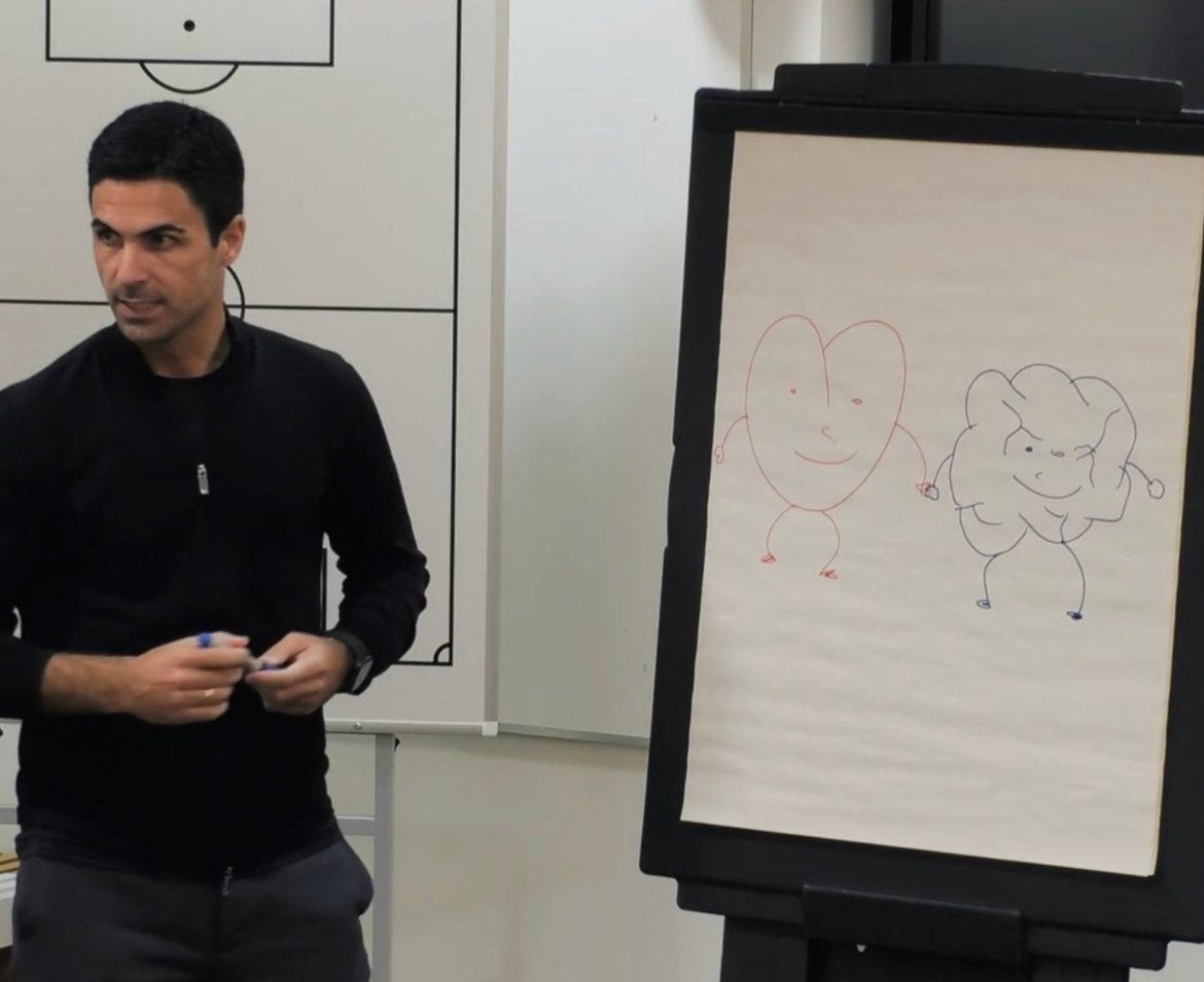 Transfer News on Twitter: "I expected to see Arteta drawing up mad tactical  diagrams. Instead he drew a heart and a brain holding hands. This is  terrific television. https://t.co/pf0hlmikvR" / Twitter