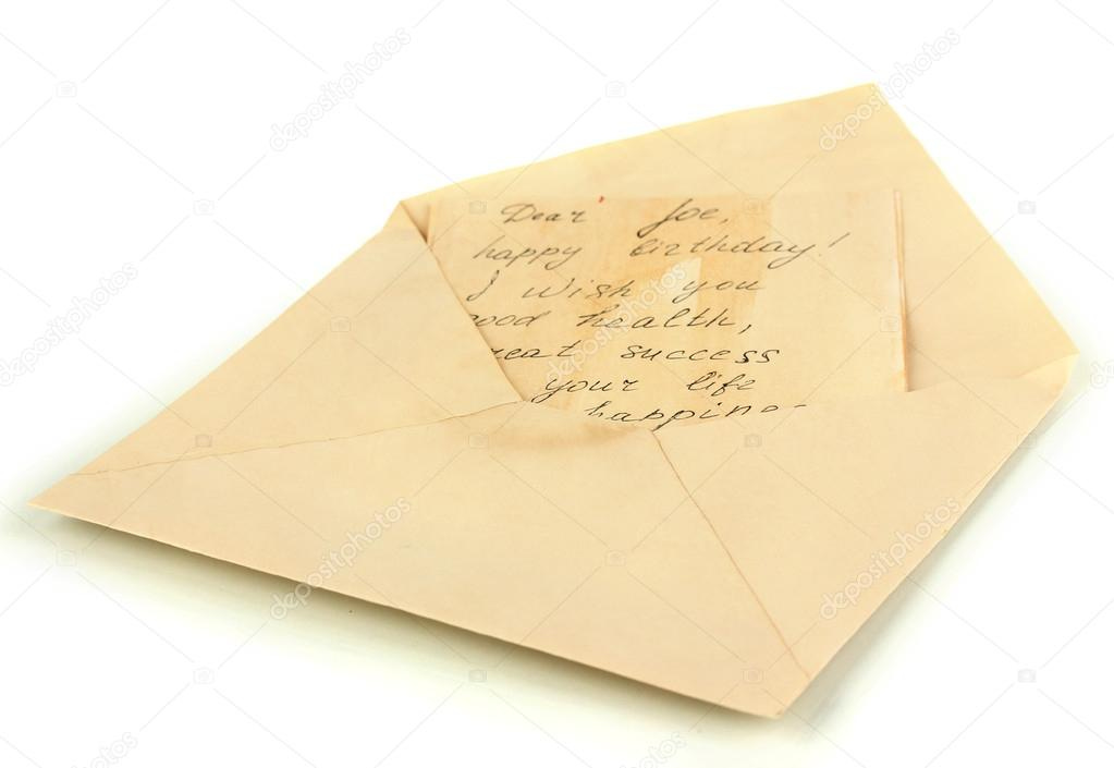 Open old envelope with letter isolated on white ⬇ Stock Photo, Image by ©  belchonock #19280077