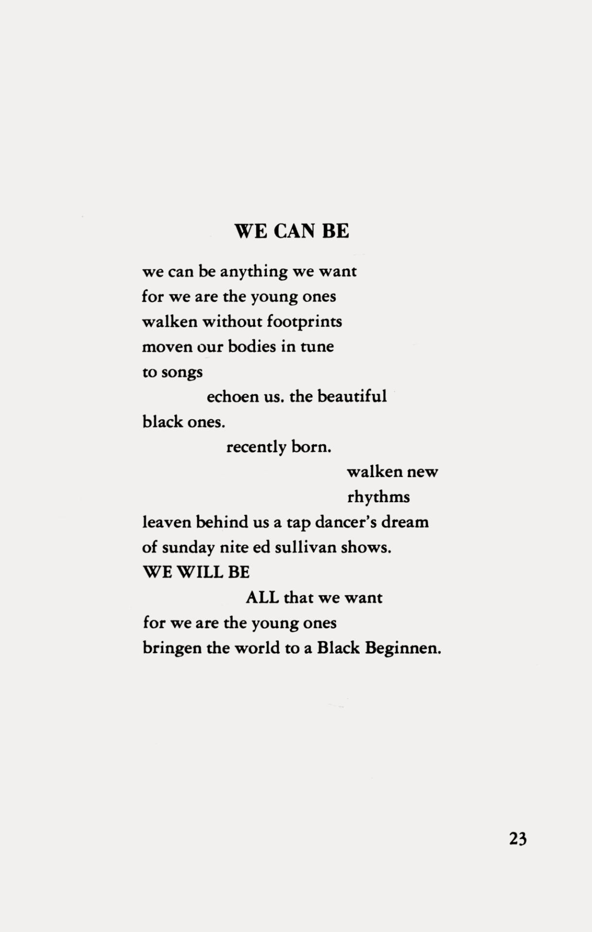 garadinervi : repertori — Sonia Sanchez, We Can Be, in It's A New Day  (poems...
