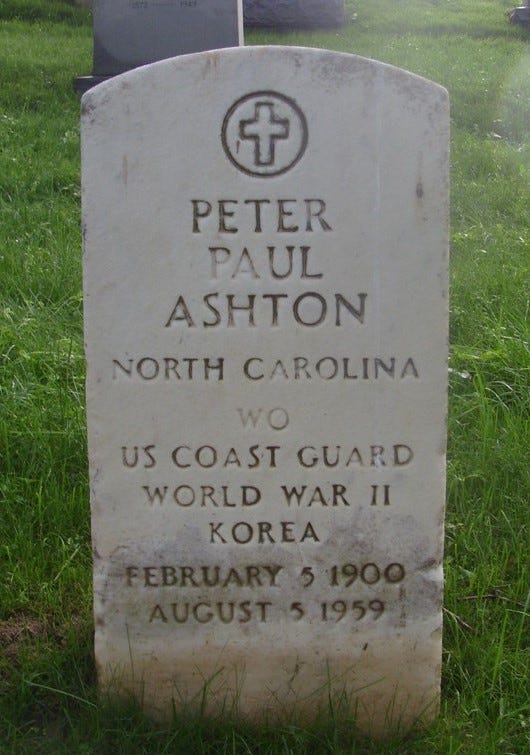 Photograph of Peter Ashton’s gravestone