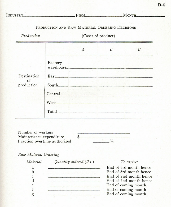 A form with a dozen labelled lines for entering numeric data.