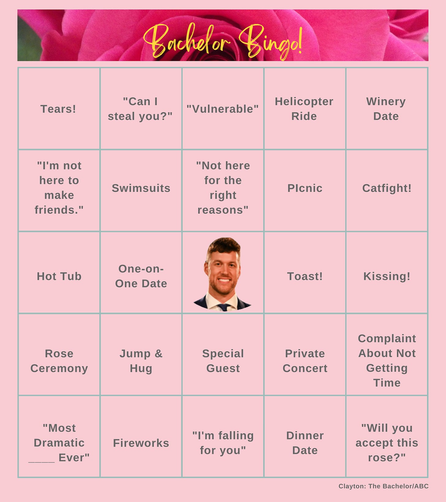 Bachelor Bingo Card #2