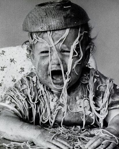 Baby with Spaghetti on Head: An American Classic&quot; Photo by George S.  Trabant LIFE September 26, 1960 | Black and white, Photo, Vintage children