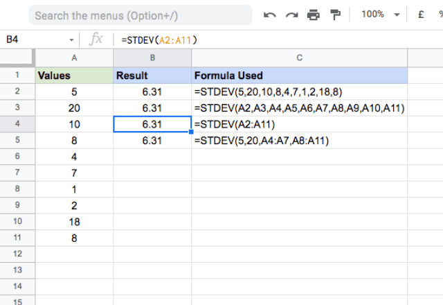 How to use the STDEV formula in Google Sheets - Sheetgo Blog
