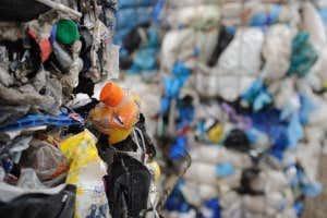 Bales of plastic waste