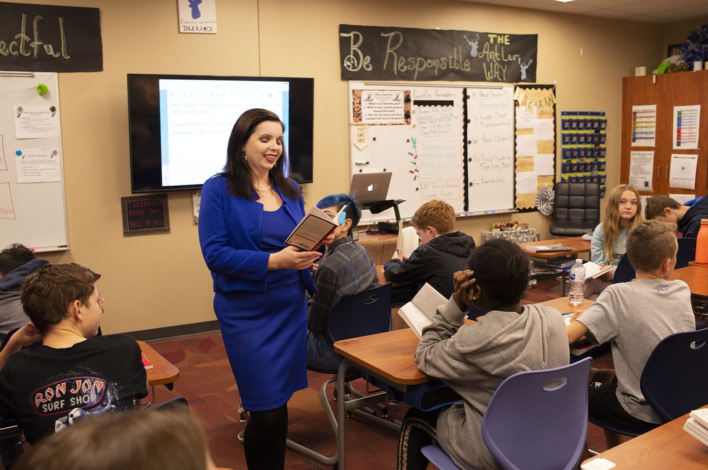 Democratic superintendent candidate Jena Nelson in the classroom