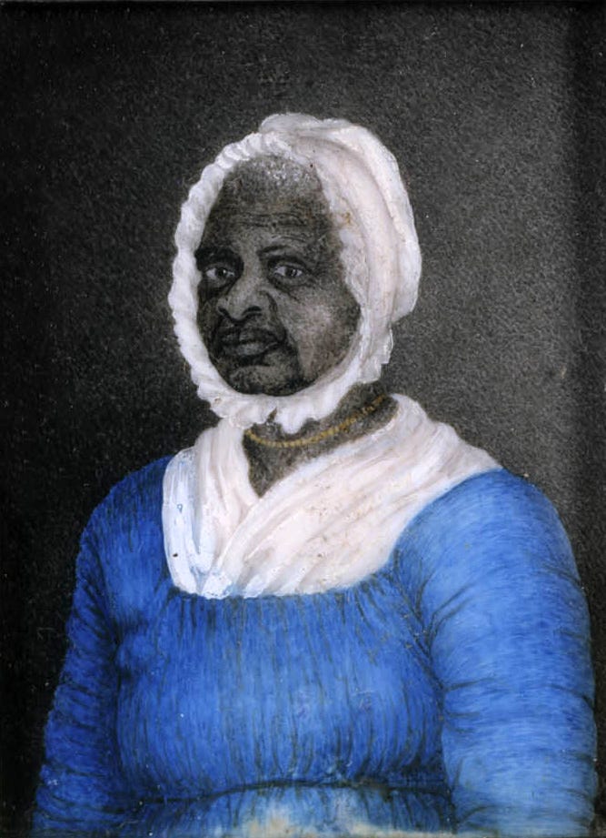 Watercolor painting of Mum Bett, aged 70, by Susan Ridley Sedgwick (circa 1812)