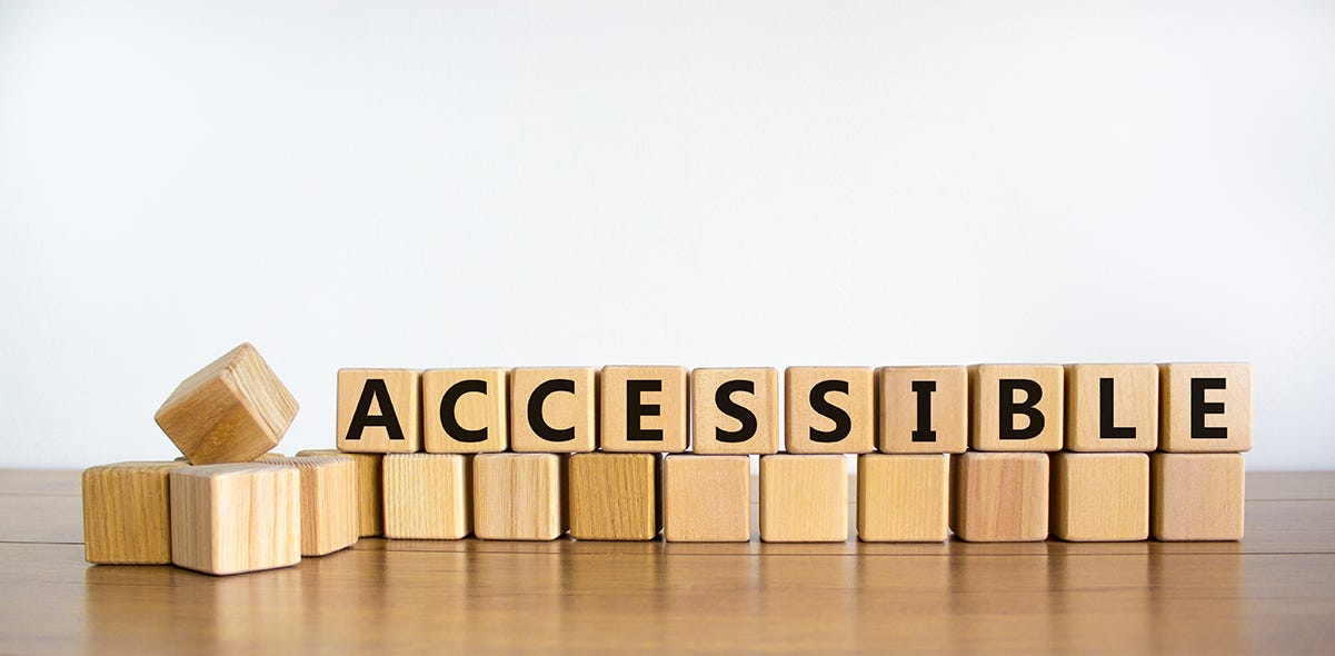 Wooden blocks spelling "accessible"