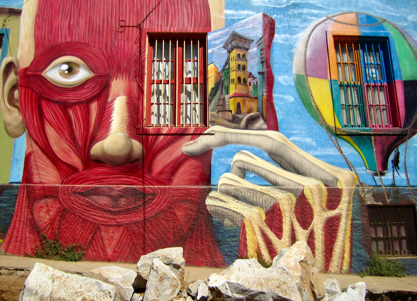 Mural on wall, Valparaiso, Chile