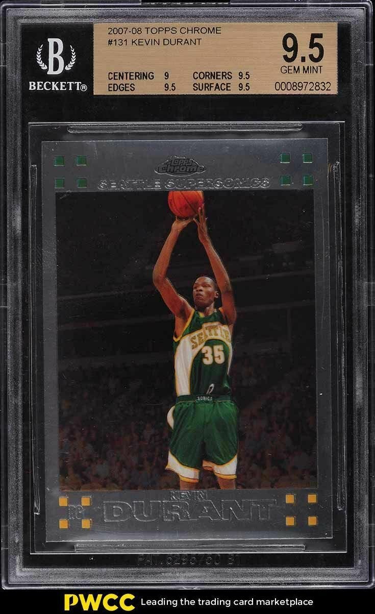 Image 1 - 2007 Topps Chrome Kevin Durant ROOKIE RC #131 BGS 9.5 GEM MINT