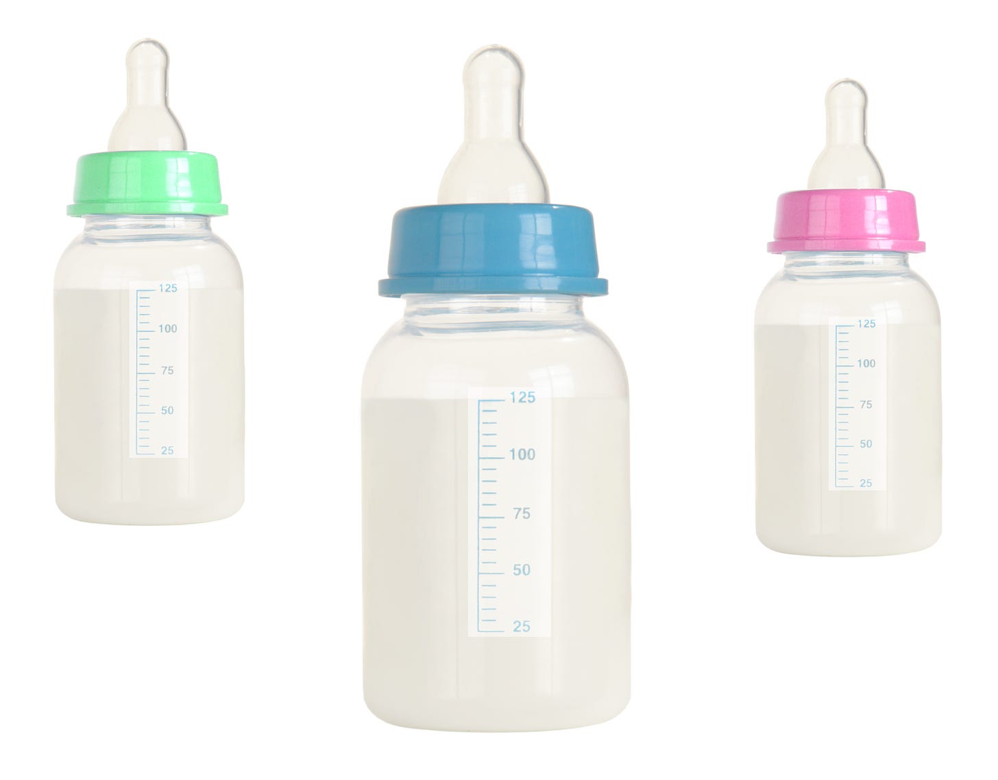 3 baby bottles full of formula