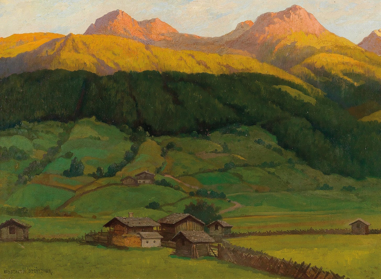 Einbruch der Dämmerung, Oberpinzgau by Konstantin Stoitzner (Austrian, 1863-1934)