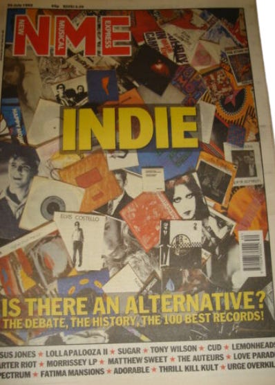 NME from 1992: cover reads "INDIE Is there an alternative?"