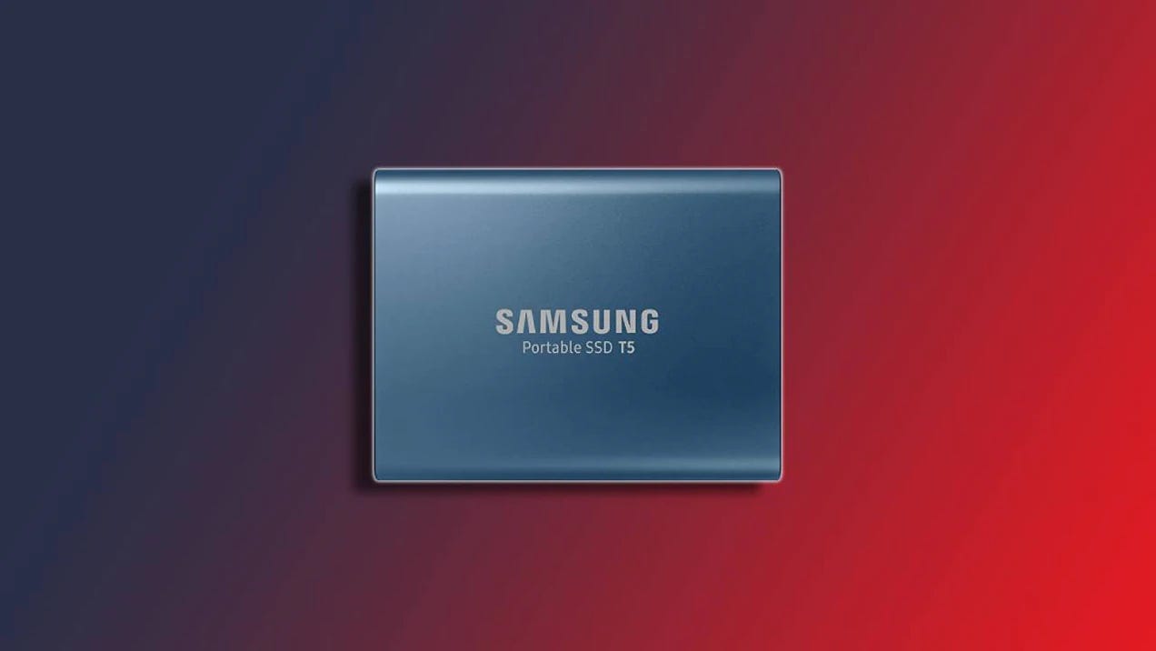 Close up of Samsung portable SSD T5