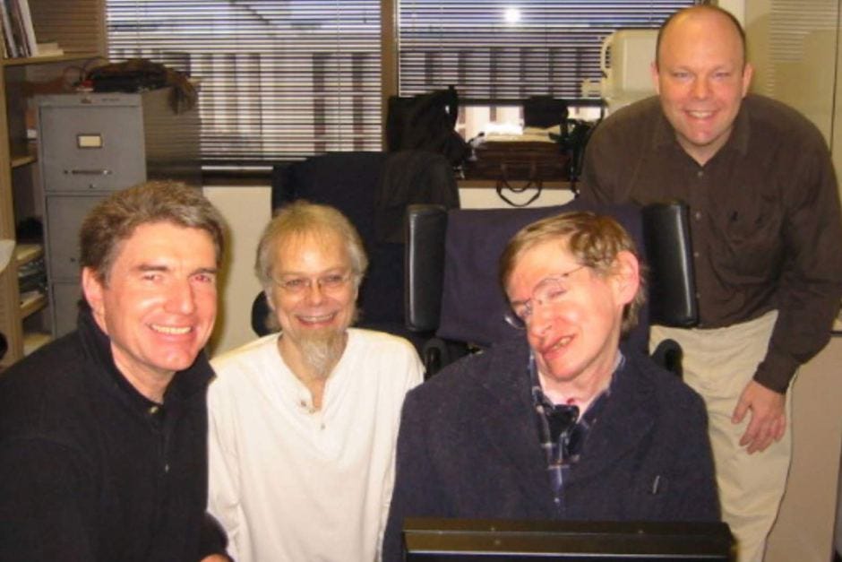 Neuronode inventor Peter Ford (left) with Professor Stephen Hawking (second from right).