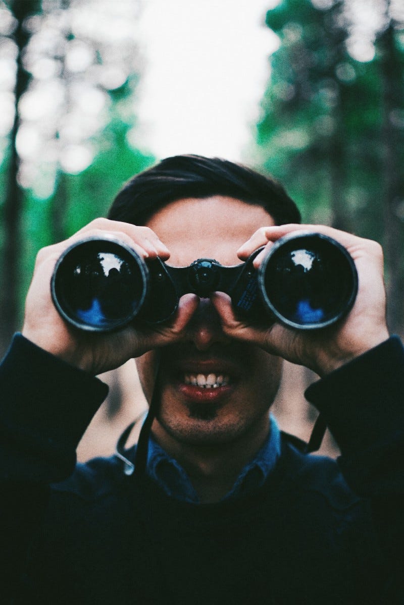 look within yourself using binoculars