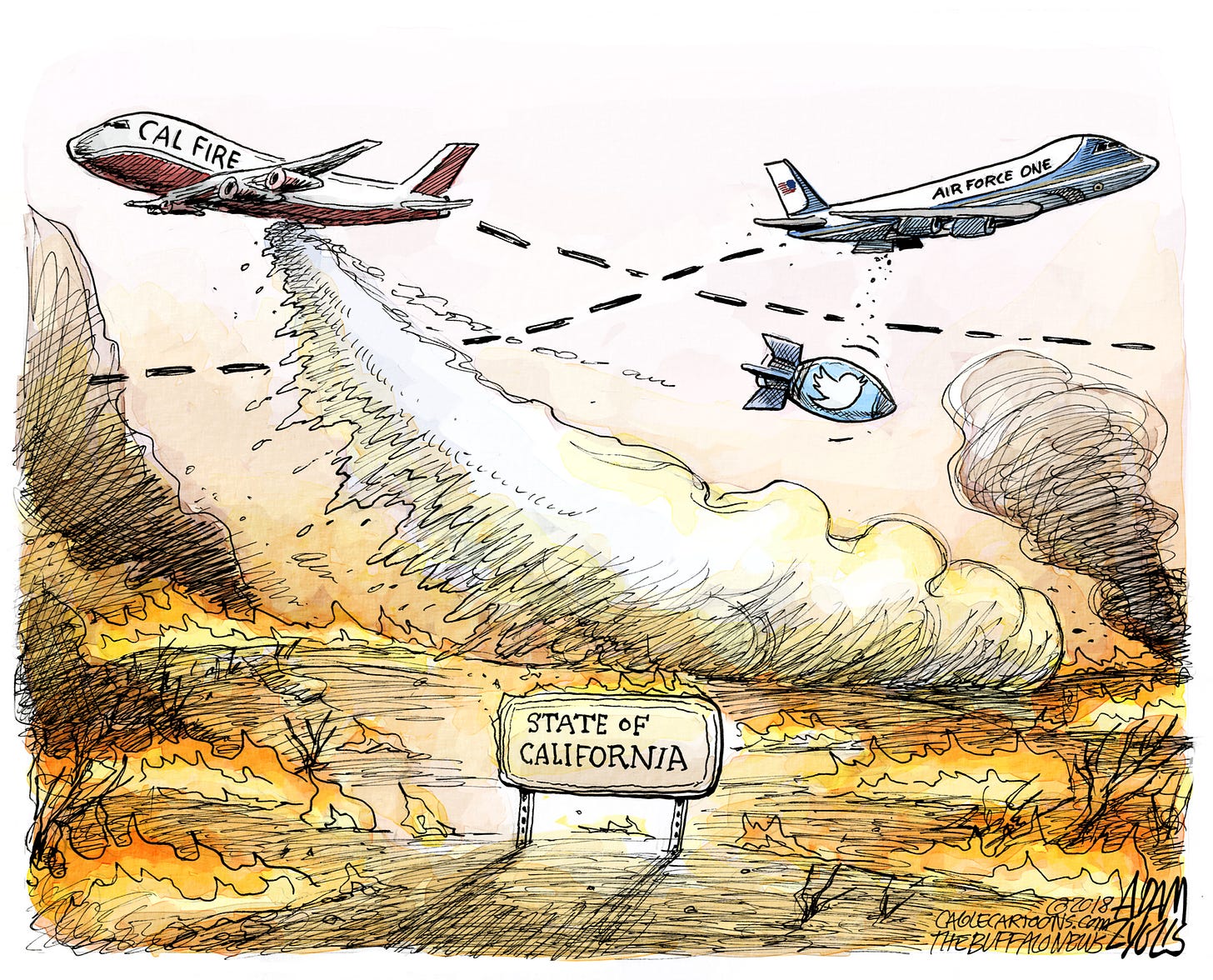 Political cartoons: Trump's response to California wildfires