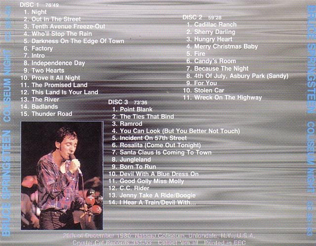 Bruce Springsteen – Coliseum Night (3CD) Crystal Cats Label. CC-351-53 –  DiscJapan
