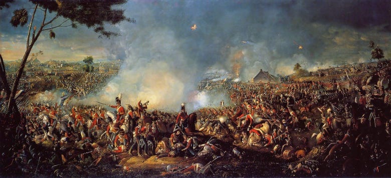 A painting depicting the Battle of Waterloo