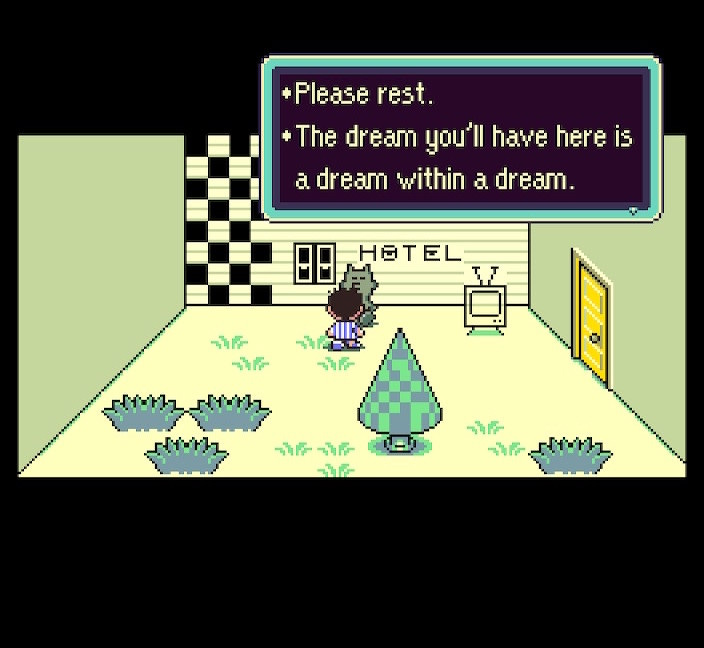 "Please rest. The dream you'll have here is a dream within a dream."