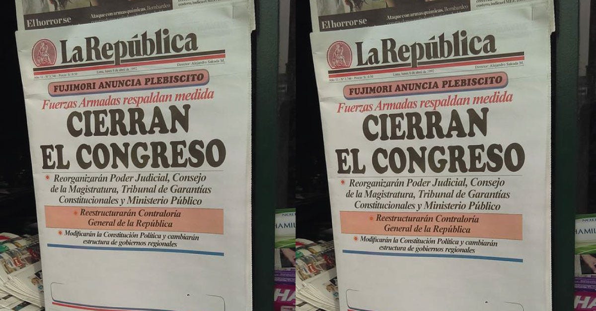 Perú: Diario La República imprime edición que publicó tras el autogolpe de Alberto  Fujimori - Clases de Periodismo
