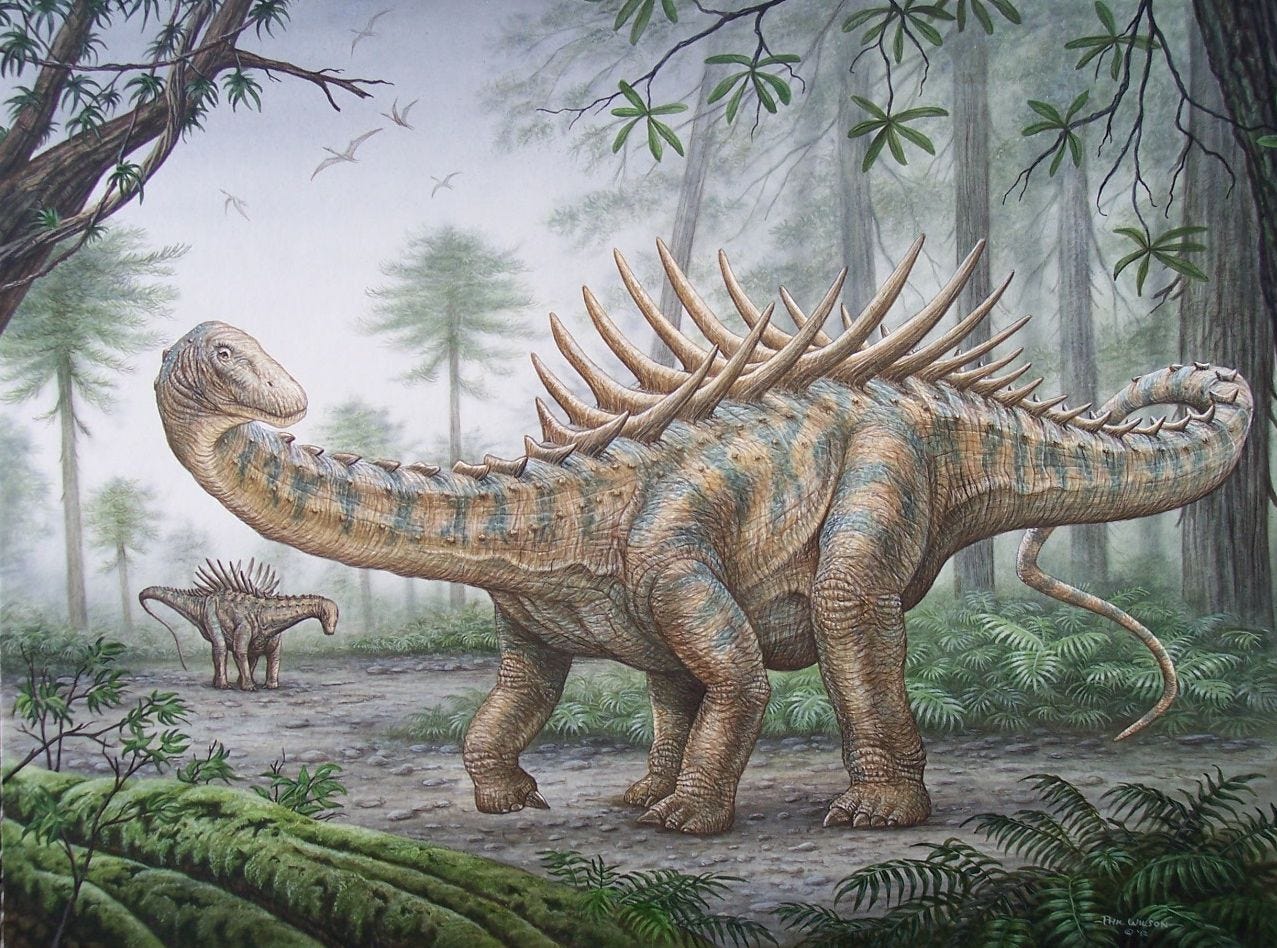 Agustinia" © Phil Wilson - acrylic | Dinosaur art, Dinosaur illustration,  Prehistoric animals