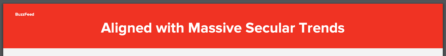 Title bar from BuzzFeed powerpoint reading: "Aligned with Massive Secular Trends"