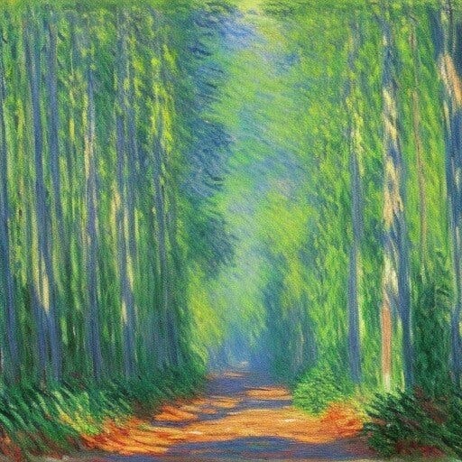 AI painting of a forest by Monet