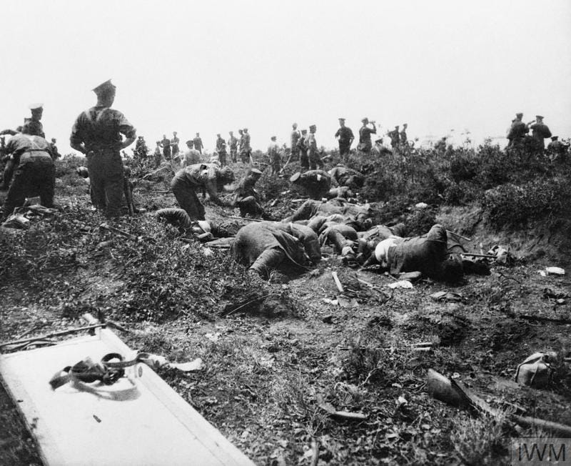 Australian troops burying Turkish dead during the truce at Anzac Cove on 24 May 1915. With over 3000 Turks having been killed attacking ANZAC positions on 19 May the truce allowed for the burial of the decomposing corpses.